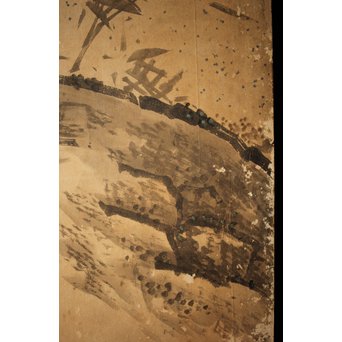 白井華陽 虎の図 六曲一双紙本水墨屏風　Z243 