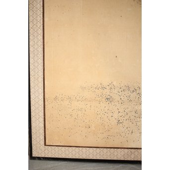 白井華陽 虎の図 六曲一双紙本水墨屏風　Z243 