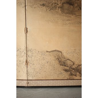 白井華陽 虎の図 六曲一双紙本水墨屏風　Z243 