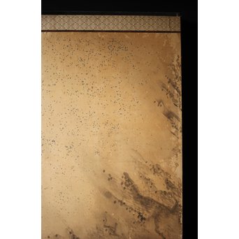 白井華陽 虎の図 六曲一双紙本水墨屏風　Z243 