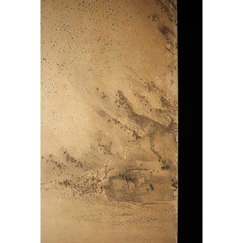 白井華陽 虎の図 六曲一双紙本水墨屏風　Z243 