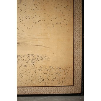 白井華陽 虎の図 六曲一双紙本水墨屏風　Z243 