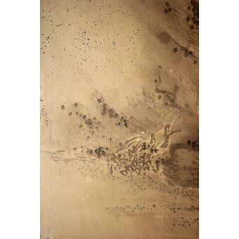 白井華陽 虎の図 六曲一双紙本水墨屏風　Z243 