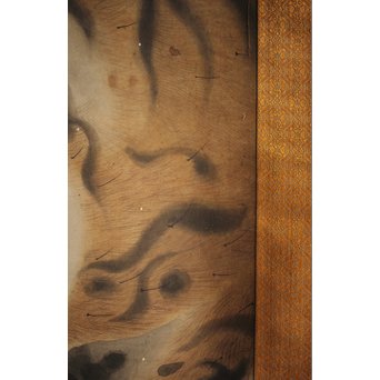 作者不明 紙本彩色掛軸 虎の図　Z244 