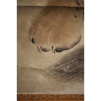 作者不明 紙本彩色掛軸 虎の図　Z244 