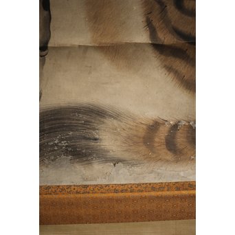 作者不明 紙本彩色掛軸 虎の図　Z244 