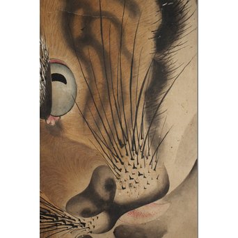 作者不明 紙本彩色掛軸 虎の図　Z244 