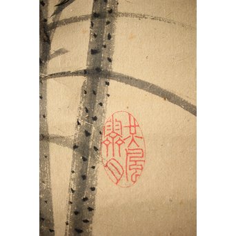 邨松雲外 蓮の図 紙本掛軸　Z245 