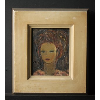 西尾善積 油彩 女性像 板絵3号　Z246