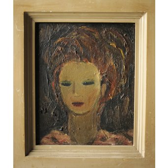 西尾善積 油彩 女性像 板絵3号　Z246 