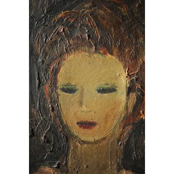 西尾善積 油彩 女性像 板絵3号　Z246 