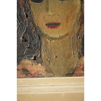 西尾善積 油彩 女性像 板絵3号　Z246 