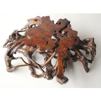 根木台 盆栽卓 木彫自然木　X276 