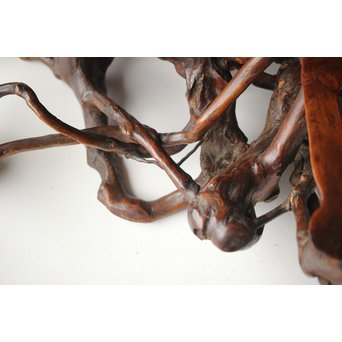 根木台 盆栽卓 木彫自然木　X276 