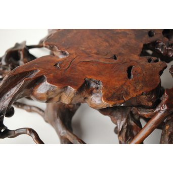 根木台 盆栽卓 木彫自然木　X276 