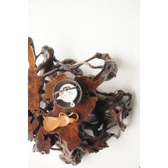 根木台 盆栽卓 木彫自然木　X276 