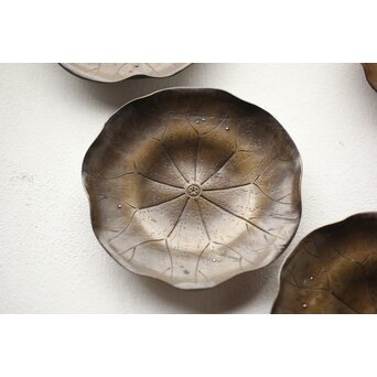 蓮葉に水滴 宣徳茶托 10枚　M252 