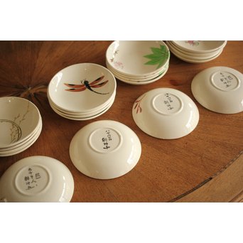 佛蘭西焼 取合中皿20枚 上田耕冲下絵　P216 