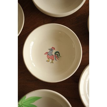 佛蘭西焼 取合中皿20枚 上田耕冲下絵　P216 