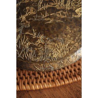 金谷五郎三郎 鎚目霊芝彫ヤンポ/蓋物　M253 