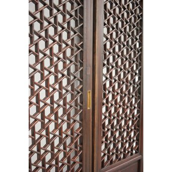 李朝/朝鮮 氷裂紋組子建具 2枚1組　L1044Y 