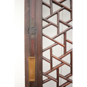 李朝/朝鮮 氷裂紋組子建具 2枚1組　L1044Y 加工部分がかなり多いです