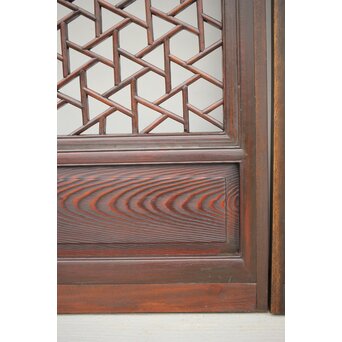 李朝/朝鮮 氷裂紋組子建具 2枚1組　L1044Y 