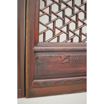 李朝/朝鮮 氷裂紋組子建具 2枚1組　L1044Y 