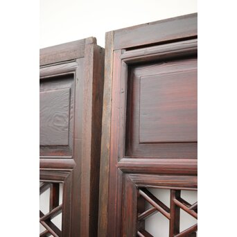 李朝/朝鮮 氷裂紋組子建具 2枚1組　L1044Y 