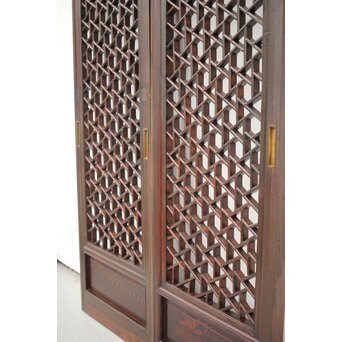 李朝/朝鮮 氷裂紋組子建具 2枚1組　L1044Y 