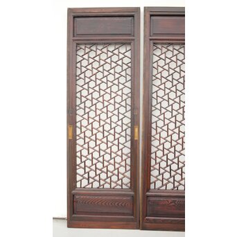 李朝/朝鮮 氷裂紋組子建具 2枚1組　L1044Y 