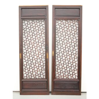 李朝/朝鮮 氷裂紋組子建具 2枚1組　L1044Y ウラ