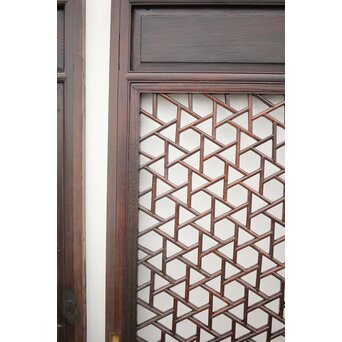 李朝/朝鮮 氷裂紋組子建具 2枚1組　L1044Y 