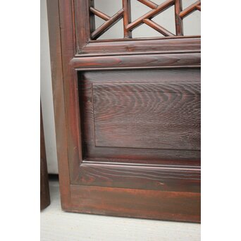 李朝/朝鮮 氷裂紋組子建具 2枚1組　L1044Y 