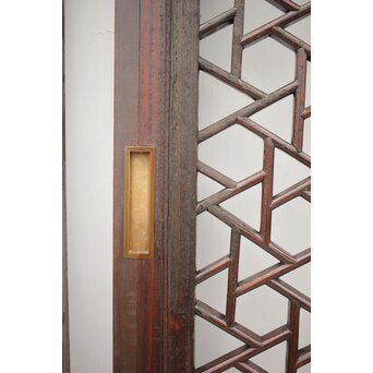 李朝/朝鮮 氷裂紋組子建具 2枚1組　L1044Y 