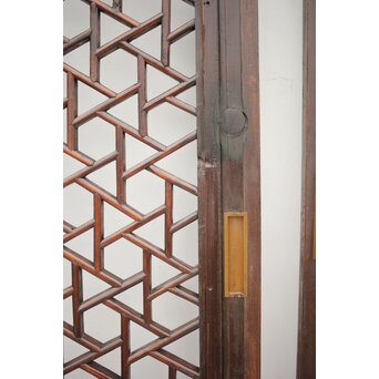 李朝/朝鮮 氷裂紋組子建具 2枚1組　L1044Y 