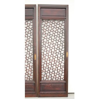 李朝/朝鮮 氷裂紋組子建具 2枚1組　L1044Y 