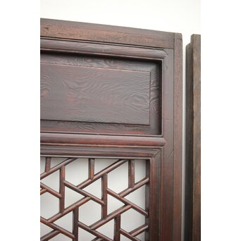 李朝/朝鮮 氷裂紋組子建具 2枚1組　L1044Y 