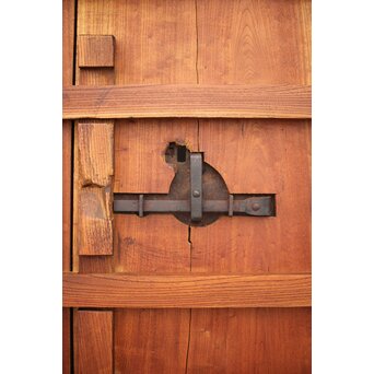 吉祥紋 金具尽総欅格子蔵戸　W024Y 