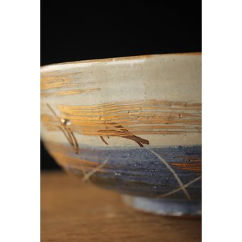 北大路魯山人写 武蔵野 菓子鉢 鑓水焼 月に秋草　P221 