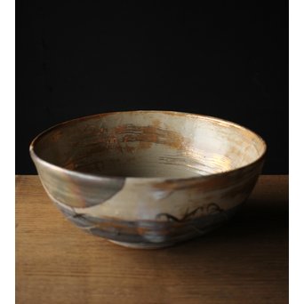 北大路魯山人写 武蔵野 菓子鉢 鑓水焼 月に秋草　P221 