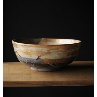 北大路魯山人写 武蔵野 菓子鉢 鑓水焼 月に秋草　P221 