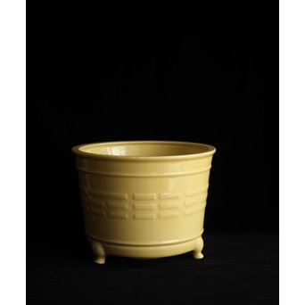 帝室技芸員 三代 清風与平  黄玓磁算木瓶掛　P224 