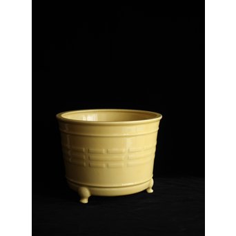 帝室技芸員 三代 清風与平  黄玓磁算木瓶掛　P224