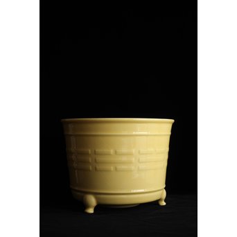 帝室技芸員 三代 清風与平  黄玓磁算木瓶掛　P224 