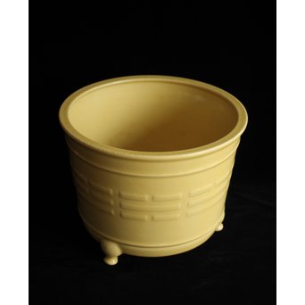 帝室技芸員 三代 清風与平  黄玓磁算木瓶掛　P224 