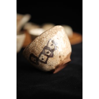 加藤麦岱 絵志野茶器セット　P225 