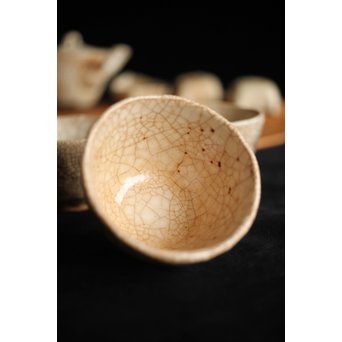 加藤麦岱 絵志野茶器セット　P225 