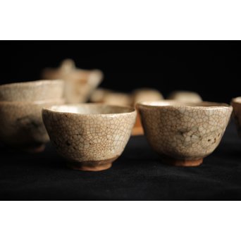 加藤麦岱 絵志野茶器セット　P225 