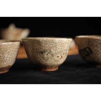 加藤麦岱 絵志野茶器セット　P225 